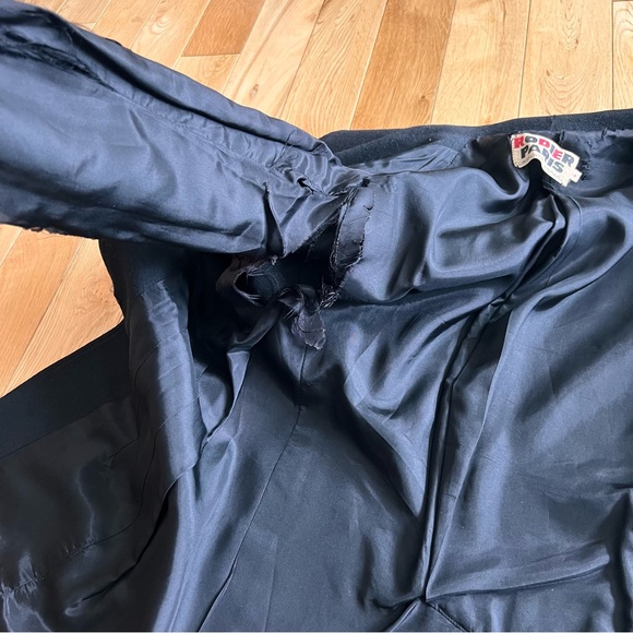 Vintage Rodier Paris Womens Black Coat Size 4 READ DEFECT - Picture 10 of 10